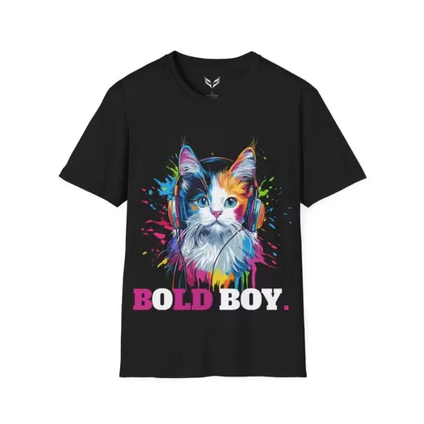 a black t-shirt with a cat on it