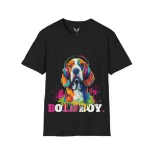 a black shirt with a dog on it